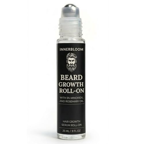 Innerbloom Minoxidil 5% Beard Growth Roll-On, Beard Growth Roller with Rosemary Oil Ultra Portable