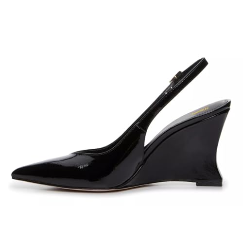 Milooey shoes Women Pointed Toe Slingback Pumps High Wedge Heels Buckled Strap Dress Shoes Size 4-16 US2