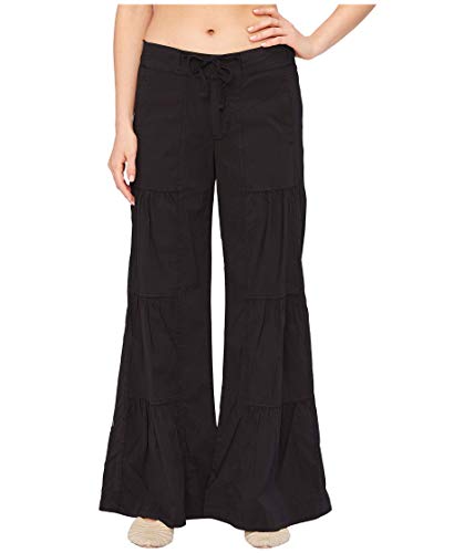 XCVI Wearables Terraced Wide Leg Stretch Poplin Pants Black XL (Women's 16) 31.5