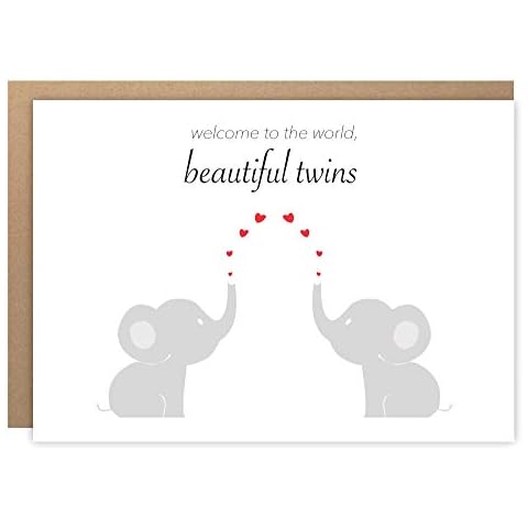 A6 New Baby Twins Card Welcome To The World Congratulations Newborn Twins Birth Cute BYANIKA Cover