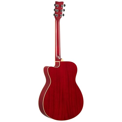 Image of Yamaha FGC-TA Concert Cutaway Transacoustic Guitar w / Chorus and Reverb, Ruby Red | Solid Spruce Top, Mahogany Back and Sides, Nato Neck, Rosewood Fingerboard, SYSTEM70 Transacoustic with Reverb and Chorus