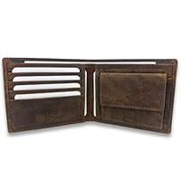 FOMAX Herren Geldbörse Wildleder mit RFID Schutz, Portemonnaie aus Echtleder mit Münzfach, querformat Leder Brieftasche