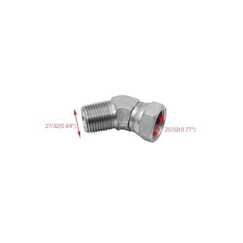 Image of (2-PACK) 1503-08-08 Hydraulic Hose Adapter Fitting 1 /2 inch Male (1 /2 inch-14NPTF) x 1 /2 inch Female Swivel (1 /2 inch-14NPSM) 45 Elbow SAE Pipe Joints Connector Carbon Steel