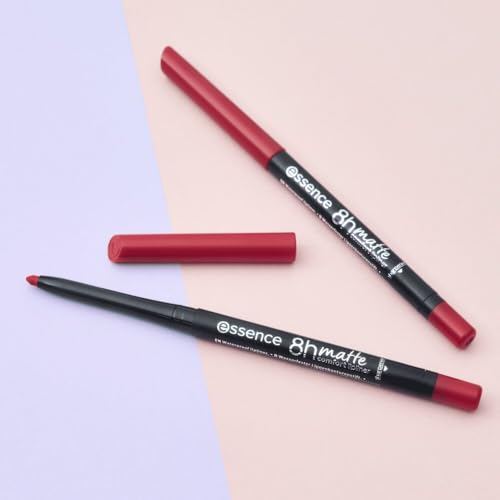 Image of Essence 8h matte comfort lipliner 07 Classic Red, lip liner, red, defined lips, long-lasting colour, matte finish, comfortable wear, 0.3 g (Pack of 2)