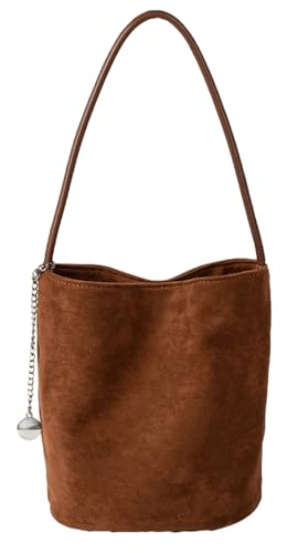 Small Suede Tote Shoulder Bags For Women Slouchy Satchel Womens Bucket Purses Retro Handbag Work Travel Fall
