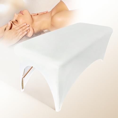 Spa Bed Cover Professional Lash Bed Cover Stretchy Massage Table Cover Beauty Bed Protective Topper, Excellent for Lash Extension, Spa, Massage, Beauty Salon, Wax, Tattoo Bed and Table (White)