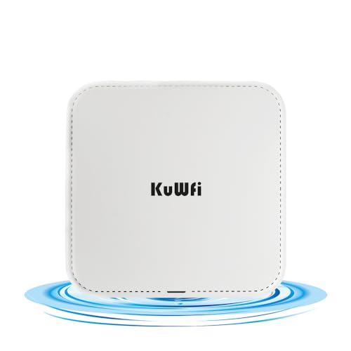 KuWFi WiFi 6 AX3000 Ceiling Mount Access Point, Long Range Ceiling Mounted WiFi 6 Wireless Access Point Dual Band POE Access Point 2x2 MU-MIMO | Seamless Roaming | Cloud Managed