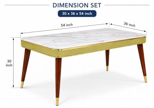 Image of WOODEN SPACE 4 Seater Wooden Dining Table Set | Urban Marble Top Dining Table with Chairs for Dining Room & Kitchen (Modern Frontline Light Green) (54 x 36 x 30 inch)