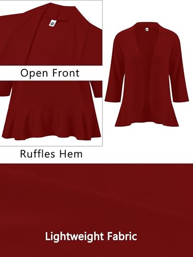 Image of AusLook Women's Plus Size Lightweight Open Front Cardigan 3 /4 Sleeve Cover Ups Shrugs Shawls and Wraps Kimono Jacket Coat