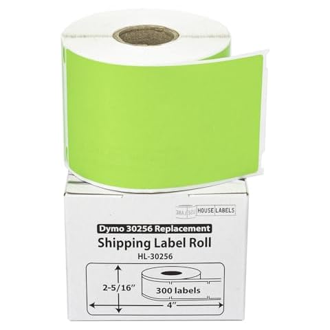 HOUSELABELS Compatible DYMO 30256 Green Shipping Labels (2-5/16" x 4"), Strong Permanent Adhesive, Compatible with DYMO LW 450, 4XL, Rollo & Zebra Desktop Printers, 4 Rolls /1200 Labels Cover