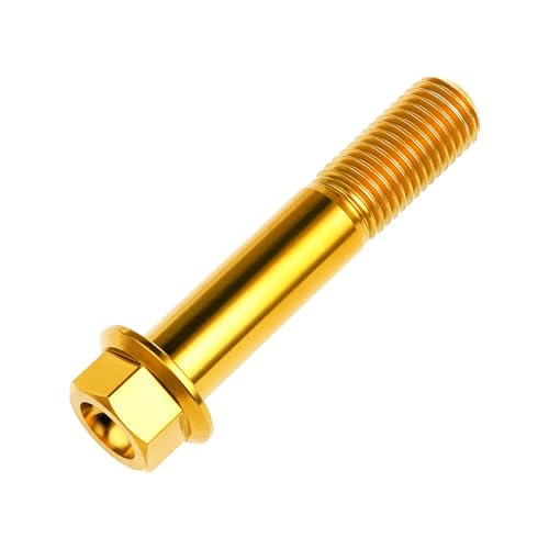 Image of Titanium Bolt Hex Small Flange Head M12x60mm Pitch 1.25, Gold | 30 35 40 45 50 55 60 65 70 75 80 85 90mm 1.25 /1.5mm Pitch Screws for Motorcycle Car Modification Pack of 4