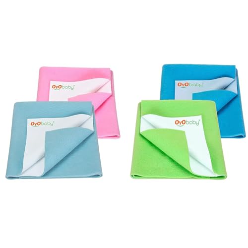 Image of OYO BABY Waterproof Baby Bed Protector Dry Sheets & OYO BABY Waterproof Baby Bed Protector Dry Sheets(Light Green + Firoza),Small (70cm x 50cm)