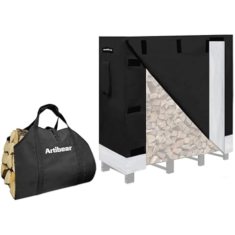 Artibear Firewood Rack Cover for 4FT Wood Rack with Firewood Log Carrier 39” x 18” Cover
