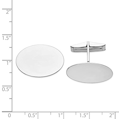 Mancuernillas ovaladas de oro blanco sólido 14K para hombre miniatura 2