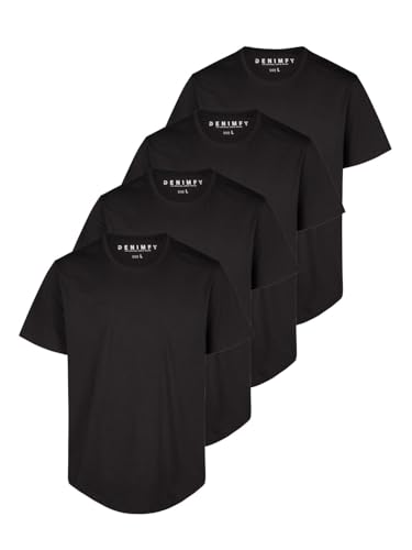 DENIMFY Tshirt Herren lang geschnitten Set 100% Baumwolle Regular Fit...