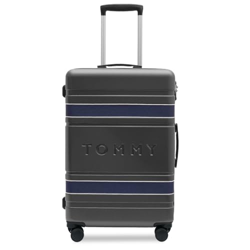 Image of Tommy Hilfiger Hard Luggage Set of 3 (Small, Mid and Large) Las-Vegas - Grey & Navy | Check-in Trolley Bags with TSA Lock | 360 Spinner Wheels | Telescopic Handle | Hardshell PC Suitcase