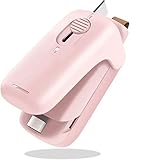Queta Selladora de Bolsas de plastico,Máquina de Sellado en Caliente portátil,2 in 1 Mini sellador de Bolsas (Batería no incluida) para Almacenamiento de Alimentos Bolsas (Rosa)
