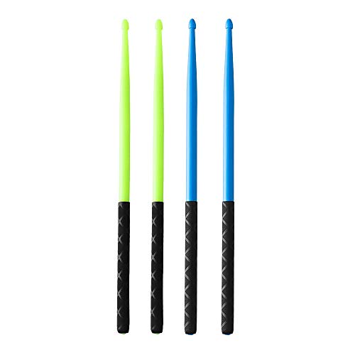 Ubblove Nylon Drumsticks 5A 2 Pair With Anti-Slip Handles For Drum Light Durable Plastic Exercise 2 Pair Drum Sticks For Kids Adults Musical Instrument Percussion Accessories (Blue And Green) #TOP5
