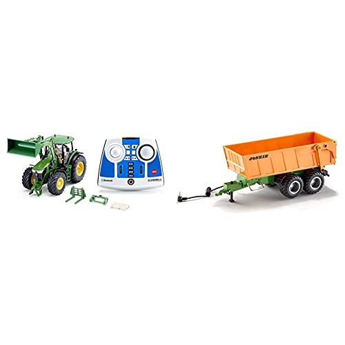 siku 6795, John Deere 7310R Traktor mit Frontlader, Grün, Metall/Kunststoff, 1:32, Ferngesteuert, Inkl. Bluetooth & 6780…