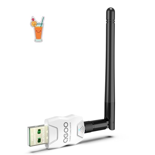 Class 1 Long Range Bluetooth Adapter for PC, QGOO USB Bluetooth Adapter for PC 5.3+EDR, Bluetooth Dongle Bluetooth Receiver Support Windows10/8.1/8/7?white-177?