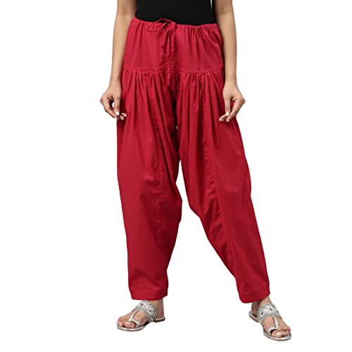 Image of GO COLORS Soft Cotton Salwar for Women | Relaxed Fit, Mid Rise, Ankle Length, Drawstrings