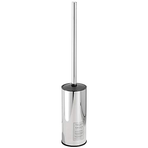 Freestanding Toilet Brush Holder for bathrooms 304 Stainless Steel Toilet Brush Stand Storage and Organization Rust Resistant Polished Chrome Finished Round 18-inch high
