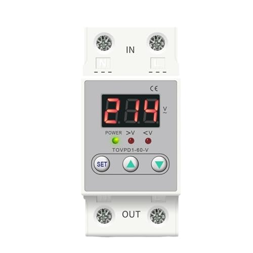 Din Rail 40A 60A Voltage Display Relay Adjustable Over Under Voltage Proteciotn Device Automatic Reconnect Protector(40A)