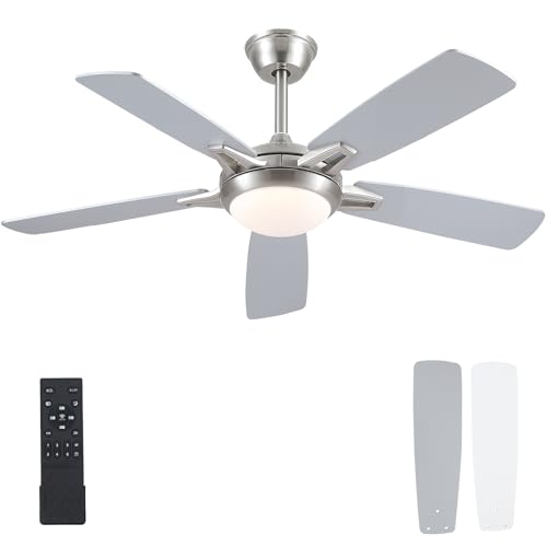 Kviflon Ventilador de techo de 52 pulgadas con luces y control remoto, moderno ventilador de techo para interiores y exteriores, dormitorio, sala de estar, patio, porche, 6 velocidades