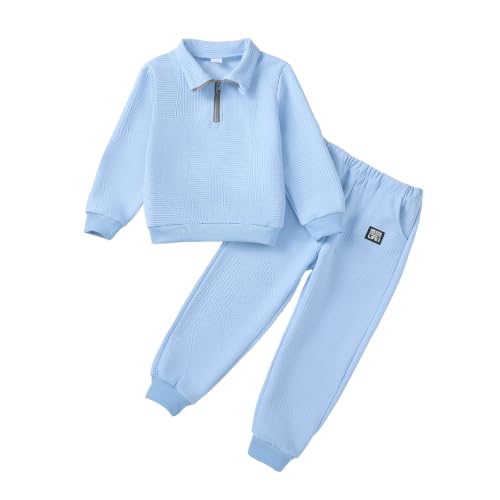 SOFIPURE Boys Outfit Set Quarter Zip Long-Sleeve Top & Pants, 9-10 Years - image 1