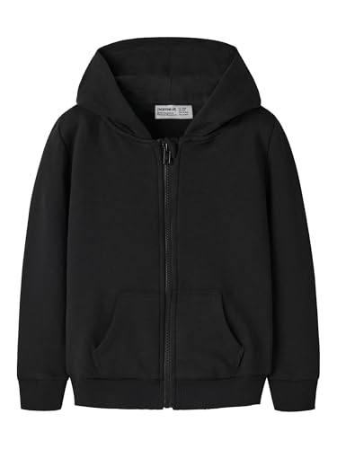 NAME IT Garçon Nkmnesweat Card Hood Bru Noos Veste Sweat, Noir, 146-152 EU