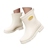 Onsoyours Bottes De Pluie Femme Caoutchouc Imperméables Antidérapant Légère Courtes Bottines Jardin Boots Chaussures De Travail Bottes Pluie A Beige 38 EU