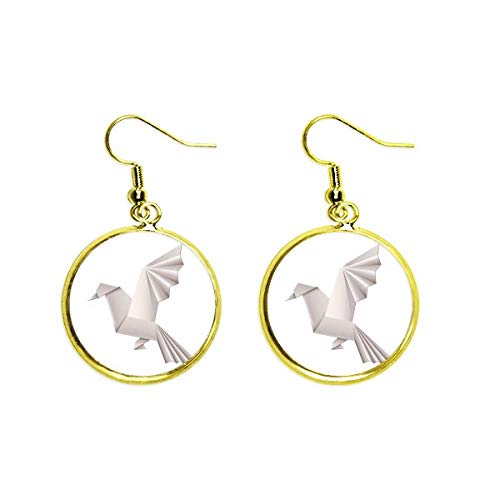Pendientes de paloma con patrón de origami abstracto geométrico drop earring para mujer