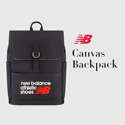 New Balance Canvas Backpack, Casual Commuter Travel Bag for Men and Women, Black, 19.5 Inches2