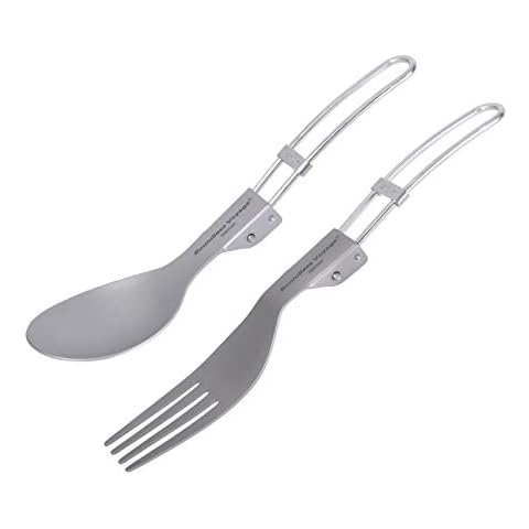 iBasingo Falten Titan Spork Löffel Gabel Ultraleicht Camping Besteck Cover