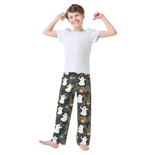 Boys' Pants Halloween Ghosts Colorful Leave Long Bottoms Jogger Pants Elastic Waist Trousers with Pockets S-XL2