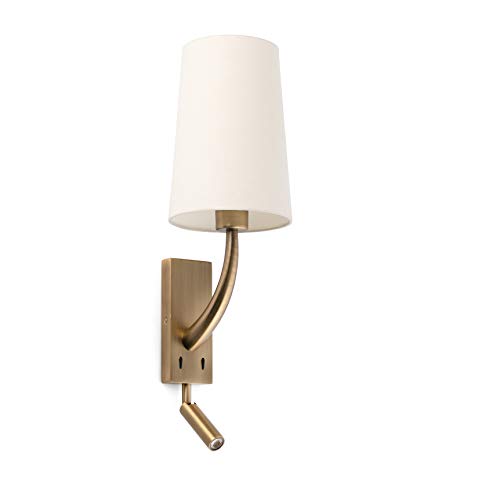 Faro Barcelona 29683-20- REM Lámpara aplique oro viejo mate/beige con lector LED