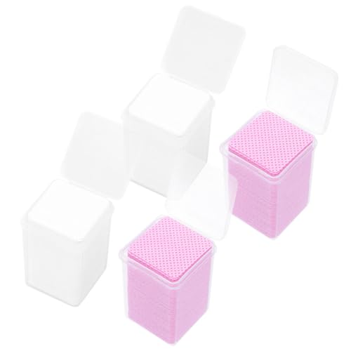 Mobestech 800 Toallitas de Algodón Rosa para Limpieza de Pegamento de Pestañas, Removedor de Residuos para Botellas de Pegamento, Paquete de 4 Cajas (200 Unidades por Caja), Accesorio