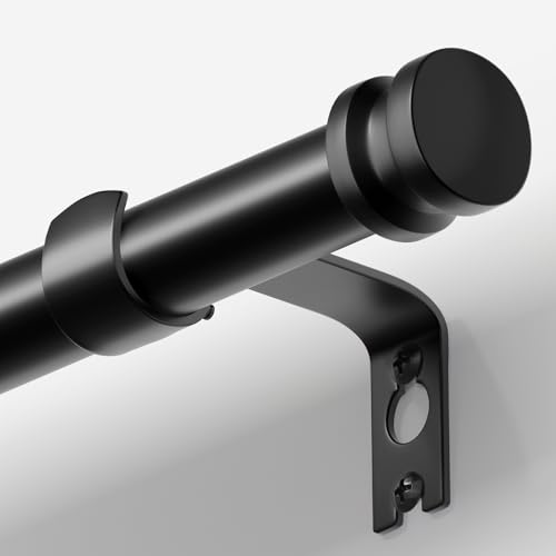 TKZTKZ Sturdy Durable Curtain Rod:Black Curtain Rods for Windows 18-45 Inch Adjustable Heavy Duty Curtains Rod for Bedroom/Kitchen/Dorm/Apartment/Door Small Modern Decorative Drapery Rods (All-Metal)