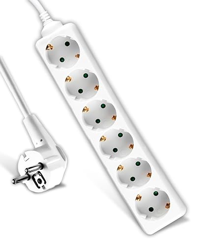 V-TAC Regleta Múltiple 5 Enchufes y Cable de 1,5 Metros - Enchufe Múltiple 5 Tomas de Corriente 16A Shuko para el Hogar, Oficina, Tienda, Garaje - 250V Compacta y Práctica