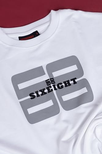 Image of SixEight White Noise Oversized White T-Shirt - 260GSM Heavyweight 100% French Terry Cotton - Dropped Shoulder Half Sleeve Unisex Streetwear Tee