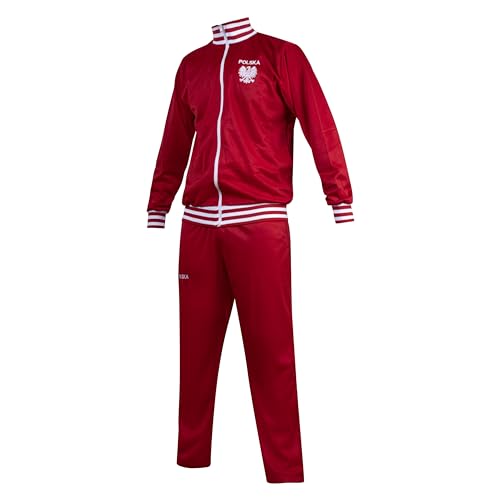 JL Sport Pologne/Polska Rétro Football Survêtement Zippé Sweat Veste Pantalon Ensemble M