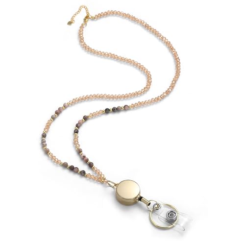 Teacher Lanyard Retractable Id Badge Holder with Beaded Lanyard Employee Christmas Gifts Birthday Gifts for Women Teens GREEN