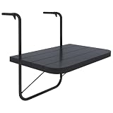 Outsunny Mesa Colgante de Balcón con Altura Ajustable 60x40x55-64 cm Negro