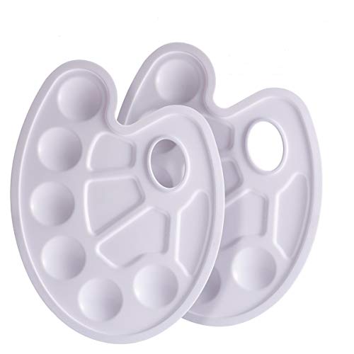 Feililong 2 paletas de colores con agujero para el pulgar, paleta de mezcla de plástico, color blanco Cover