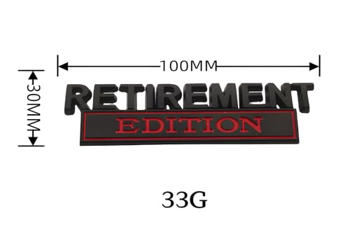Image of Pair Set Retirement Edition Badge 3D Emblem Fit for Car Truck SUV Side Rear Front Hood Trunk Door Decal Sticker (Black Red)