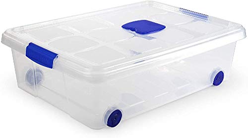 PLASTIC FORTE, Caja de almacenamiento, Multicolor, 31 litros, con ruedas