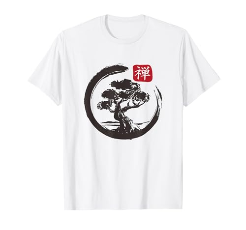 Bonsai Tree In Japanese Zen Buddhist Spiritual nature T-Shirt