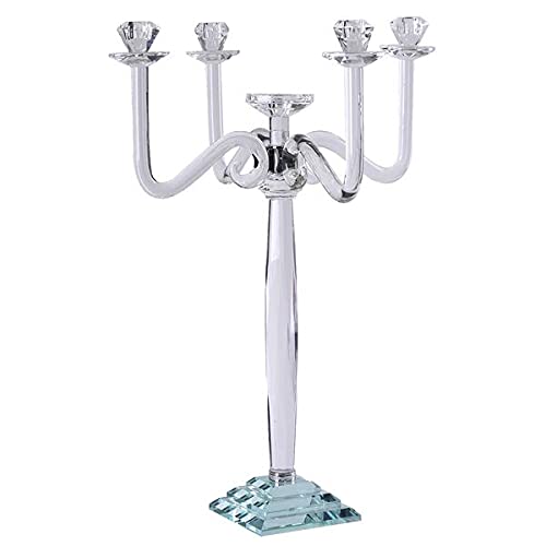 BalsaCircle 27-Inch Clear 4 Arm Crystal Glass Candelabra Candle Holder - Wedding Party Events Reception Home Decorations Supplies