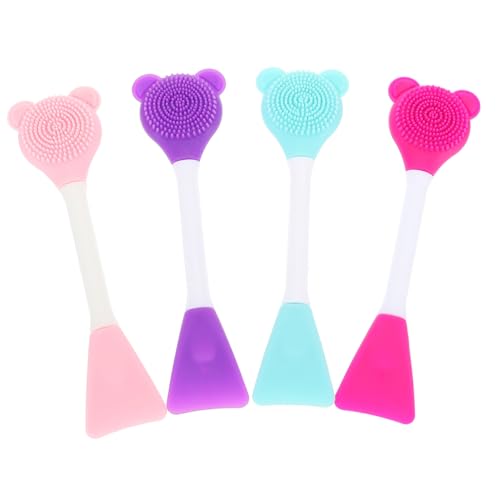ELAYARD 4 piezas Cepillo Facial de Silicona Doble Cabezal para Limpieza y Aplicación de Mascarilla de Herramienta de y Portátil para Tipo de