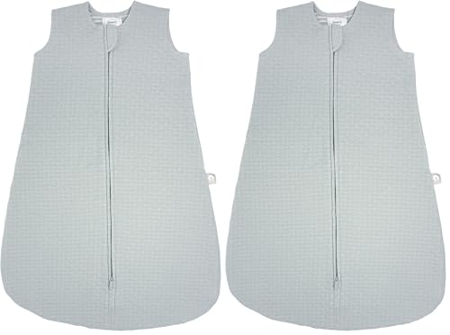 Image of Boppy Baby Sleep Sack 0 - 6 Months, Wearable Blanket 1 TOG, 100% Cotton, 2-Way Zipper for Easy Diaper Changes, Newborn Sleep Sacks, Machine Washable, Gray Quilt-Textured Knit (Pack of 2)